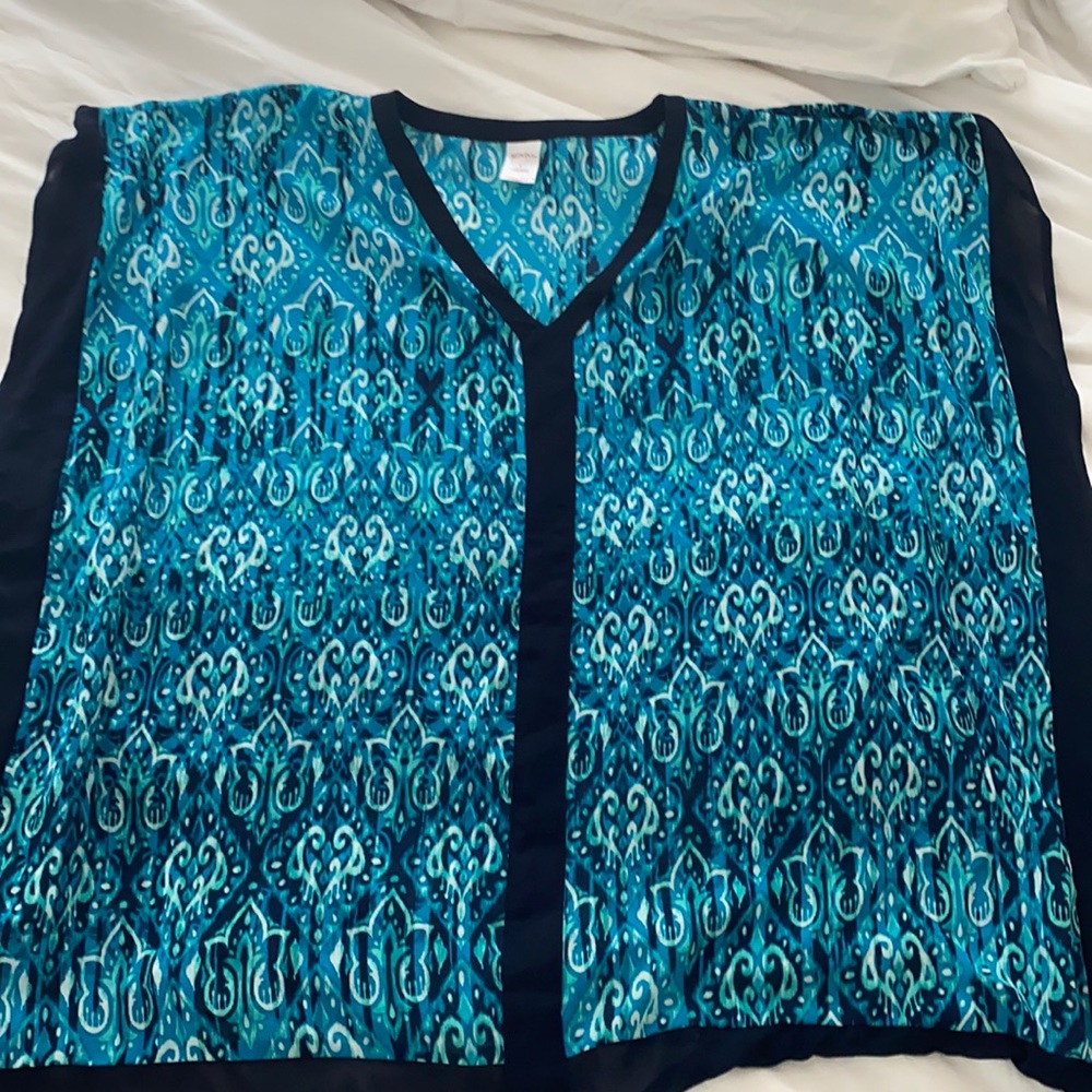 Coverup navy border and shades of blue pattern